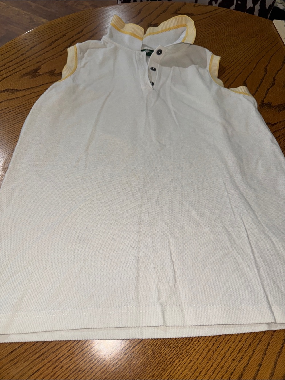 Hunt Club White Sleeveless Polo with Yellow Trim